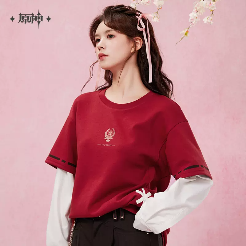 Genshin Impact Yae Miko Impression Series Patchwork Long-Sleeved T-shirt